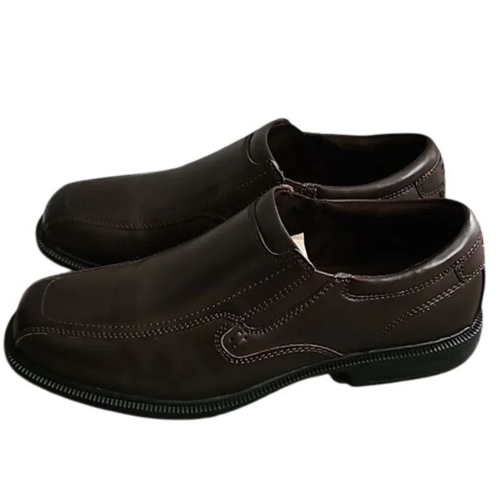 Nunn Bush Bleeker Street Bike Toe Slip On Dress Shoes 9.5 Men's New Brown Office